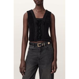 AllSaints Selin Velveteen Vest in Black at Nordstrom, Size 0 Us