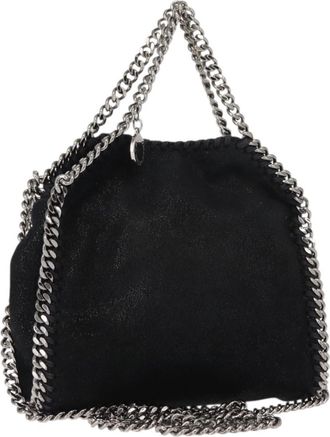 Stella McCartney Stella Mccartney Falabella Fold Over Bag Shaggy Deer Black Suede Handbag (Pre-Owned)