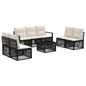 vidaXL Conjunto De Sof&aacute;s De Jard&iacute;n 8 Pcs Negro Rat&aacute;n Sint&eacute;tico Vidaxl