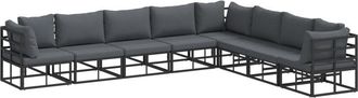 vidaXL Garden Sofa Set with Cushion 8 pcs Black Aluminium Vidaxl