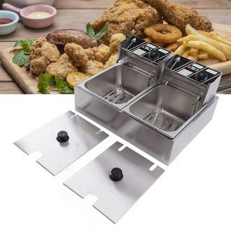Infinite [freidoras] Freidora Doble Para Uso Comercial, 6 L, Acero Inoxidable, Control De Temperatura 50-200 &deg;c, Enchufe Europeo