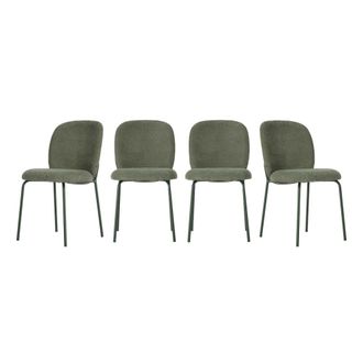 Calicosy Lote de 4 sillas tapizadas en tela con patas de metal a85 cm - verde