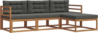 vidaXL Conjunto De Sof&aacute;s De Exterior 4 Uds. Natural Y Antracita Vidaxl