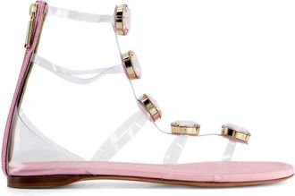 Giambattista Valli Diamond Clash flat sandals - women - Fabric/PVC/Leather/Leather - 38 - Pink
