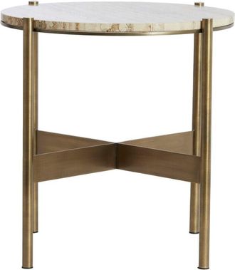 Light & Living Light&living - Mesa Auxiliar Macapa Bronce Antiguo Con Travertino