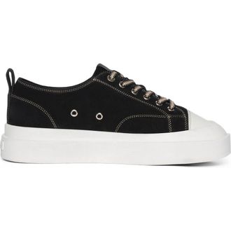 Mani&egrave;re De Voir Vienna Suede Contrast Stitch Sneaker in Black at Nordstrom, Size 8