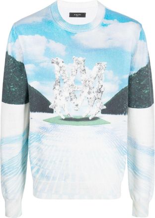 Amiri intarsia-pattern cotton blend jumper - men - Cashmere/Cotton - S - White