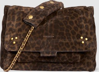 Jerome Dreyfuss Sac Lulu M Cuir Su&eacute;d&eacute; Imprim&eacute; L&eacute;opard Kaki