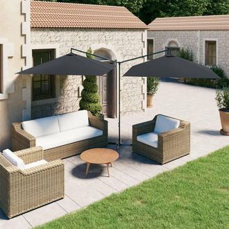 Berkfield Home Double Garden Parasol with Steel Pole Anthracite 600x300 cm in Black