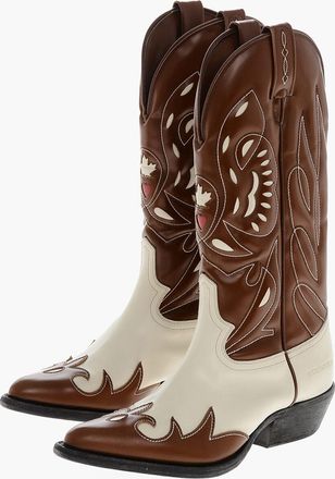 Dsquared2 Stivali Texani COWBOY in Pelle Spazzolata Bicolore Dsquared2