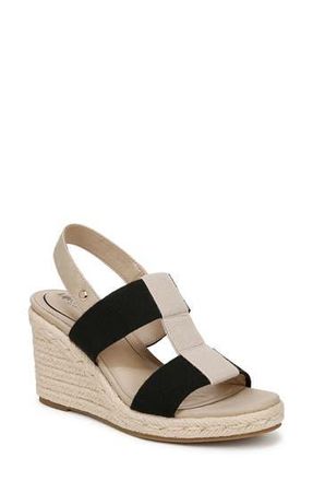 Life Stride Tallulah Espadrille Slingback Platform Wedge Sandal in Black/Natural at Nordstrom Rack, Size 8.5
