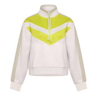 Lacoste Womens Lacoste Colour-Block 1/4 Zip Sweatshirt in White