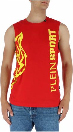Plein Sport Zwart Mouwloos Ronde Hals Ondershirt - Heren - Sportshirts - Rood - M - Katoen - Fitness