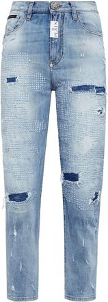 Philipp Plein Jeans, Dames, Blauw, W30, Denim, Jeans Mom Fit