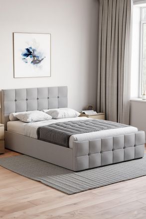 Home Discount Vida Designs Valentina Double Ottoman Bed Frame Velvet Fabric UKFR in Light Grey