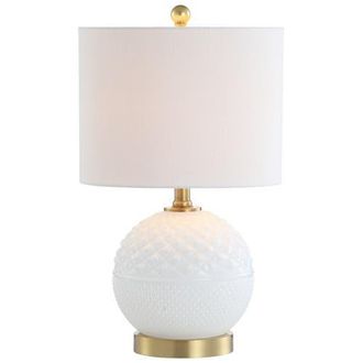 Jonathan Y Designs Julienne Glass/Metal LED Table Lamp in White/brass Gold at Nordstrom