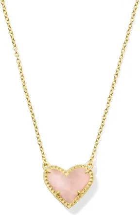 Kendra Scott Womens Ari Heart Rose Quart Pendant Necklace In Gold/pink