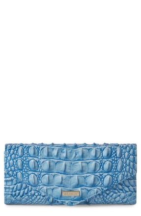 Brahmin Veronica Croc Embossed Leather Wallet in Aura Blue at Nordstrom