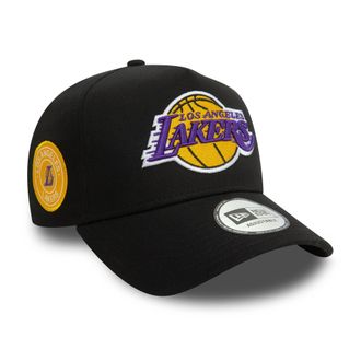 New Era Los Angeles Lakers NBA Cap Team Logo Adjustable Trucker Patch hat Basketball Black