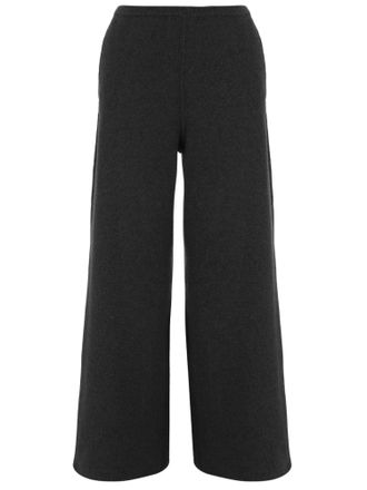 Bruno Manetti Black Wide-Leg Knit Wool-Cashmere Blend Pants