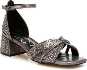 London Rag Babylon Embellished Block Heel Sandal in Pewter at Nordstrom Rack, Size 10
