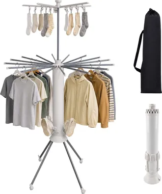 Relaxdays Tendedero Relaxdays Plegable Con Bolsa, Hxd 180x112 Cm, Paraguas, Acero Inox Y Pl&aacute;stico, Blanco/gris
