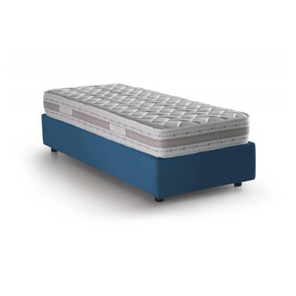 Dmora Cama Individual Dmaiell, Cama Contenedor Con Revestimiento De Tela, 100% Made In Italy, Apertura Frontal, Con Colch&oacute;n 80x200 Cm Incluido, Azul - Dmora