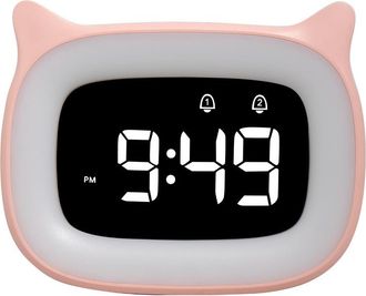 OEM Reloj Despertador Digital Ajustable, Funci&oacute;n De Memoria, Luz C&aacute;lida Para El Hogar Y La Oficina, 5 Niveles De Brillo Con 18 Sonidos Musicales, Color Ro