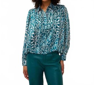 Esqualo Crystal Glow Puffed Blouse In Teal