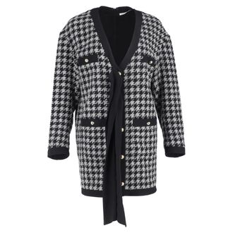 Alessandra Rich Houndstooth Mini Dress in Black and Grey Polyamide