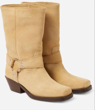 Isabel Marant Pre-Loved Women Antya Suede Biker Boots In Beige