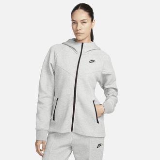 Nike Womens Nike Sportswear Tech Fleece Windrunner Full-Zip Hoodie in Grey | FB8338-063