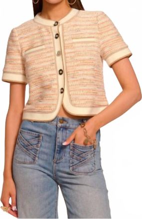 Ramy Brook Sterling Tweed Short Sleeve Jacket In Sunset Orange