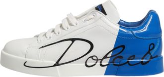 Dolce & Gabbana White Blue Portofino Low Top Sneakers Mens Shoes (Pre-Owned)