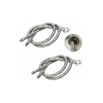 OEM Manguera De Conexi&oacute;n De 3/8 Dn6 De 60 Cm De Largo Para Grifos, Manguera De Agua Flexible Roscada De Compresi&oacute;n, 2 Piezas (1 Par)