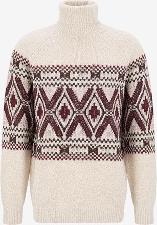 Brunello Cucinelli Geometrischer Kaschmirmix-Pullover mit Rollkragen