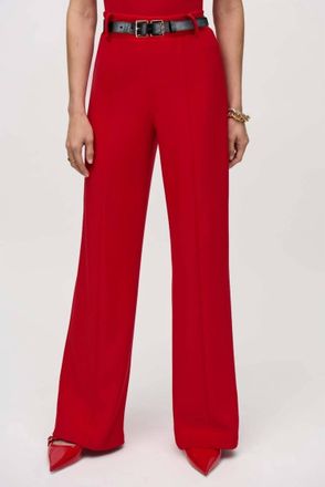 Joseph Ribkoff Silky Knit Belted Wide-Leg Pants In Lipstick Red
