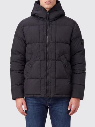 Stone Island Short Down Jacket in Recycled Nylon with Hood and Compass Logo