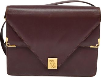 Cartier Must De Cartier Burgundy Leather Shoulder Bag (Pre-Owned)
