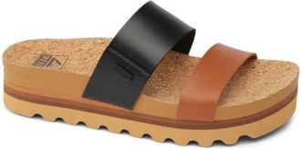 Reef Cushion Vista Hi Slide Sandal in Black Duo at Nordstrom, Size 9.5