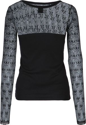 Pinko Womens Violinista Top Black Mesh T-shirts
