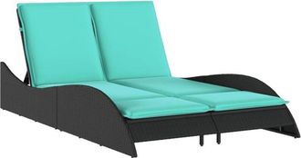 vidaXL Sun Lounger with Cushions Black 114x205x73 cm Poly Rattan vidaXL