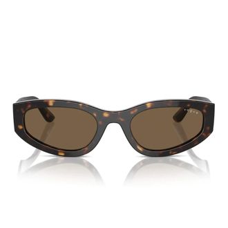 Vogue Sunglasses, female, Brown, Size: 54 MM Irregular Geometric Sunglasses with Dark Brown Lenses