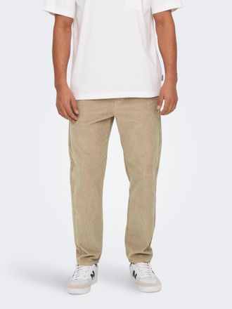 Only & Sons Cordschlupfhose ONLY & SONS ONSLINUS TAP CORDUROY 0185 PANT NOOS, Herren, Gr. XXL, N-Gr, grau (chinchilla), Cord, Obermaterial: 98% Baumwolle, 2% Elas