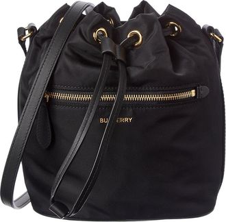 Burberry Nylon & Leather Bucket Bag
