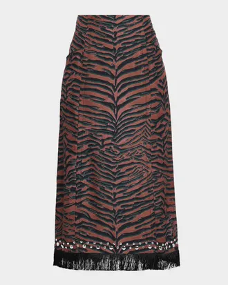 3.1 Phillip Lim Studded Tiger-Print Midi Skirt