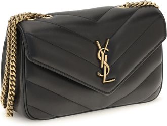 Saint Laurent Womens Loulou Leather Crossbody Bag Nero Lamb Ovis Aries Shoulder
