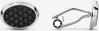 Montblanc Ovale Manschettenknöpfe aus schwarzem Stahl Meisterstück