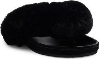 Jeffrey Campbell Delulu Faux Fur Flip Flop in Black Combo at Nordstrom, Size 5.5