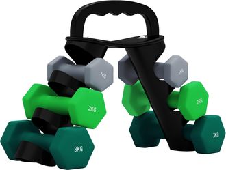 OEM Juego De Mancuernas 2 X1kg 2 X2kg 2 X3kg Con Soporte De Almacenamiento Para Ejercicio Entrenamiento Multicolor